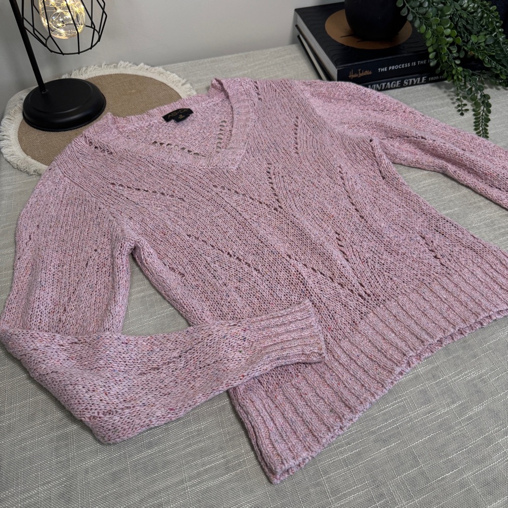 As by Df Womens Pink Long Sleeve Pullover Knit Sweater Top Size XS - Picture 4 of 10